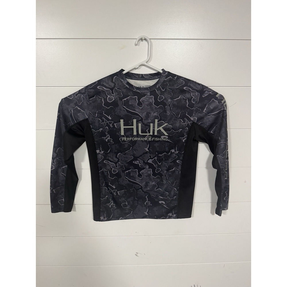 Huk Performance Offshore Camo Fishing Long Sleeve Shirt Mens S Stretch‎ Fabric